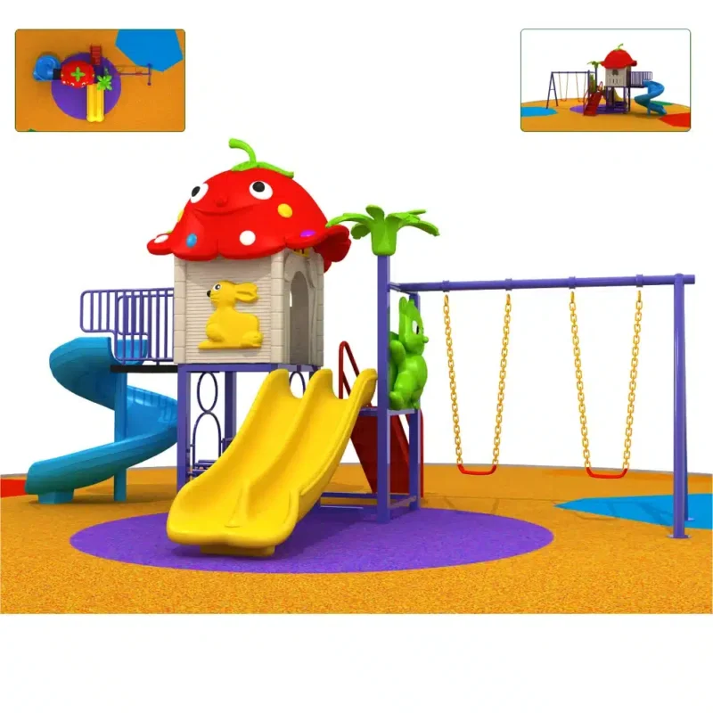 GLO 002 Colorful playground with slides and swings – GLO-002 by Garden Links Company