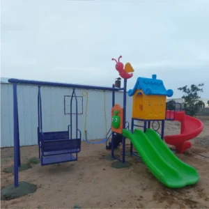 Outdoor playground with double and spiral slides plus swings – GLO-003 by Garden Links Company