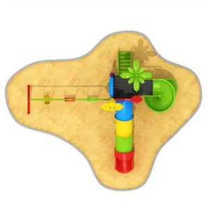 Playground with tunnel slide, spiral slide, and swings – GLO-009 by Garden Links Company