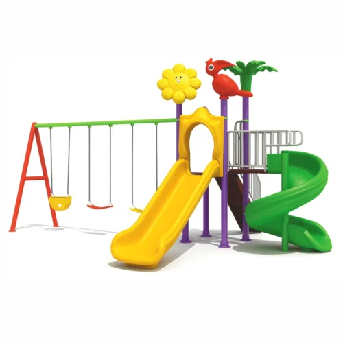 GLO 010 Children’s GLO-010 Playground with spiral and straight slides by Garden Links Saudi Arabia – safe and colorful outdoor playset