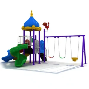 GLO-011 Playground with Multiple Slides and Swings Playground with wave slide, tunnel slide, spiral slide, and swings – GLO-011 by Garden Links Company