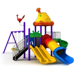 GLO-011 Playground with Multiple Slides and Swings Playground with wave slide, tunnel slide, spiral slide, and swings – GLO-011 by Garden Links Company