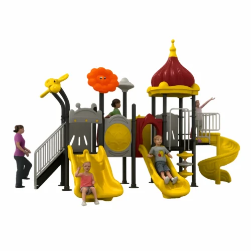 GLO 021 Children playing on GLO-021 Playground with slides and spiral tunnel by Garden Links Saudi Arabia – safe outdoor play equipment