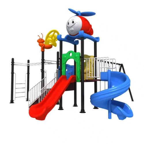GLO-023 colorful playground set with slides, monkey bars, and swings by Garden Links Company