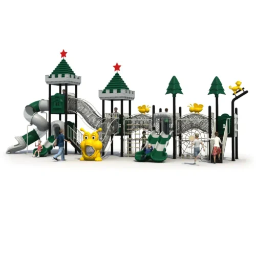 Castle Playground Set GLO-073 with slides, tunnels, and climbing nets by Garden Links.