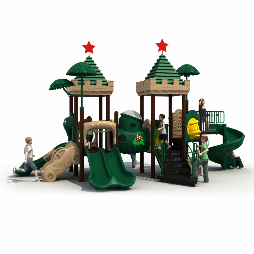 Large outdoor castle playset GLO-074 with slides and tunnel