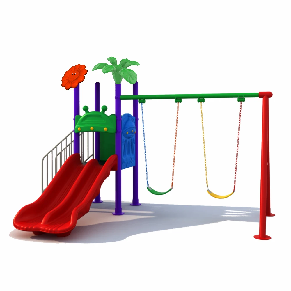 Kids Playground Playset GLO-020 with Double Slide and Swings for outdoor fun