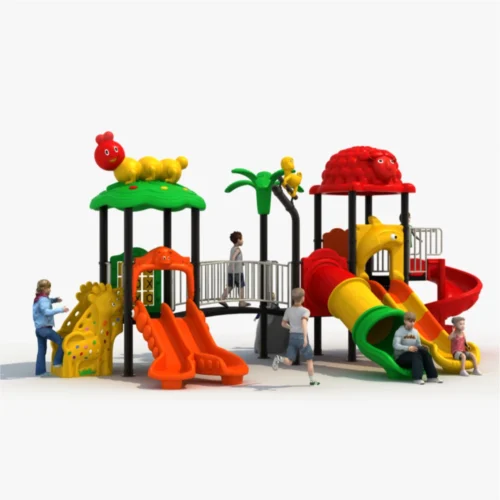 Outdoor animal-themed playset GLO-157 with slides and climbing wall