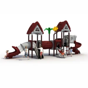 House-style outdoor playset GLO-204 with slides and tunnels