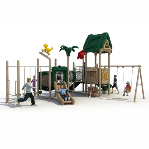 Garden Links outdoor playground GLO-211 GLO-211 nature-themed playground with swings, tunnel, and slides