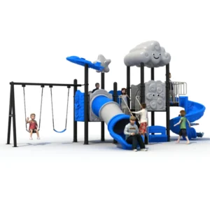 Garden Links GLO-229 Cloud-Themed Outdoor Playground GLO-229 cloud-themed playground with slides and swings