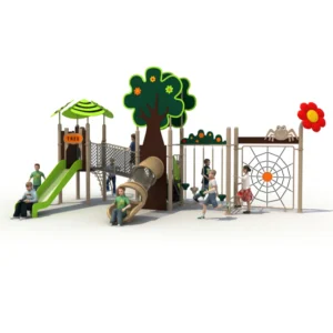 Treehouse playground GLO-332 with tunnel slide and spider net