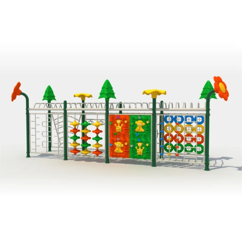 GLO-380 monkey bar hanging playground system with climbers and activity panels