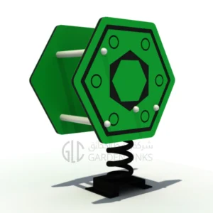 GLSR 044 Green Hexagonal Spring Rider GLSR-044 – Outdoor Playground Equipment Saudi Arabia
