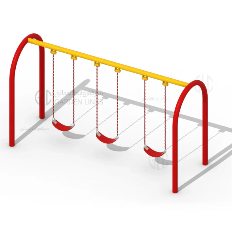 n-shaped outdoor swing with 3 seats made from 89mm galvanized steel by Garden Links