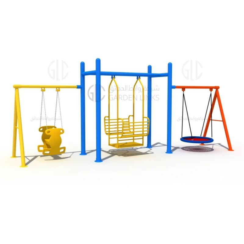 Multi swing combination set with animal, nest, and bench swings by Garden Links