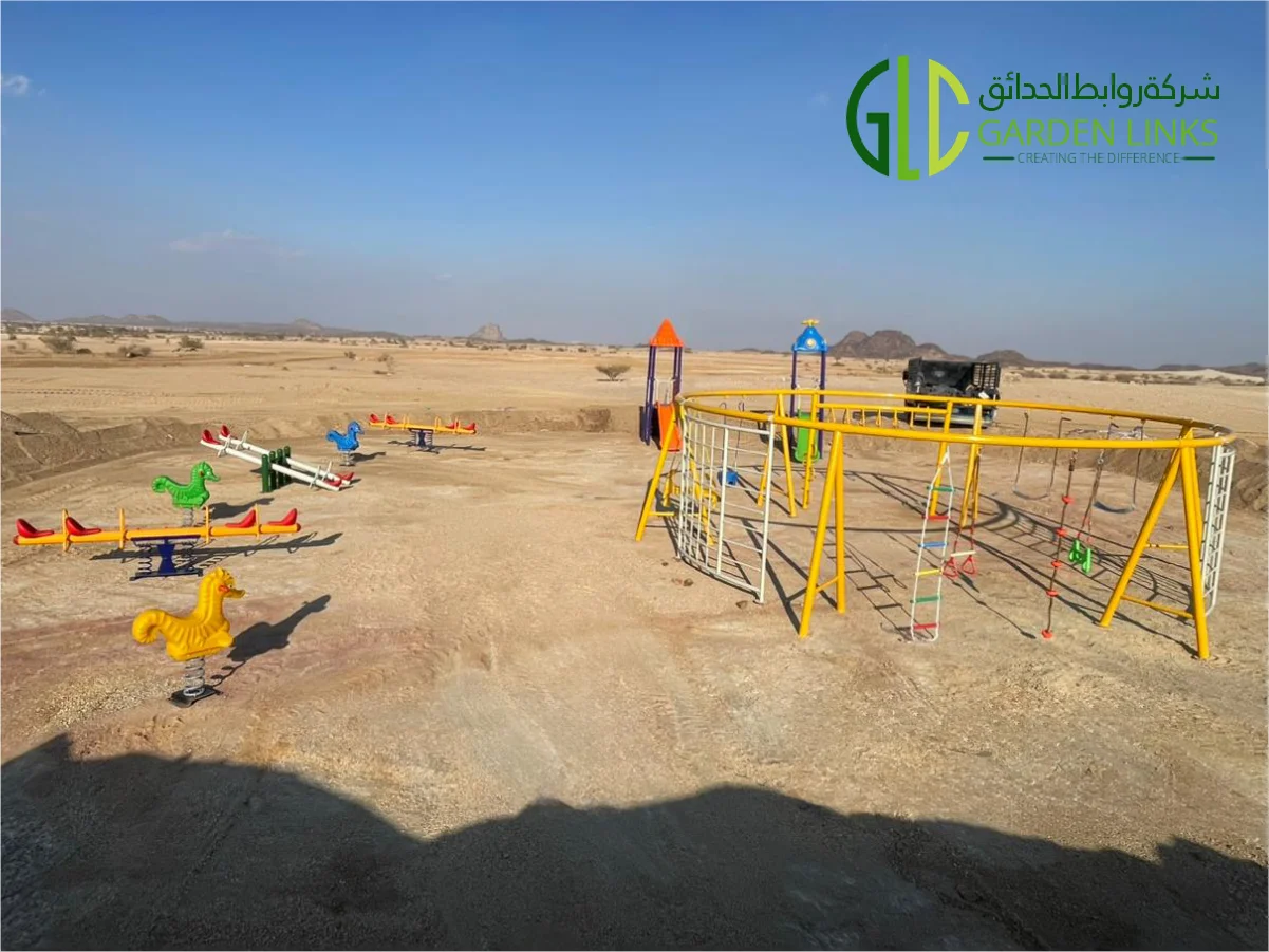 Professional municipal playground installation in Qassim, Saudi Arabia, featuring certified equipment, safety compliance, and durable public park solutions.