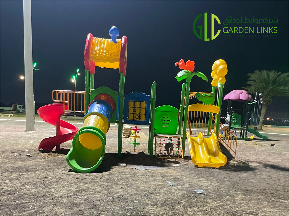 The Valencia Park playground installation in Abu Arish represents one of Garden Links Company’s key municipal projects in the Jazan Region, reflecting our commitment to delivering safe, durable, and visually engaging public play environments across Saudi Arabia.