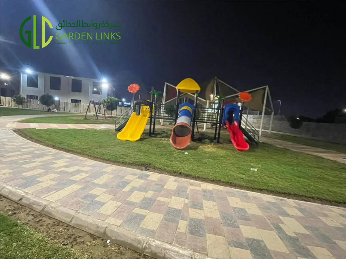 Public Park Playground Installation in Jizan by Garden Links Company, delivering safe, durable, and certified playground solutions for public parks.
