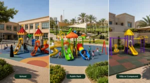 Playground slides designed for a Saudi school, public park and villa or residential compound