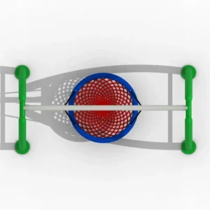 Outdoor Playground Nest Swing with Heavy-Duty Steel Frame Outdoor playground nest basket swing with red steel frame, blue circular rope seat, and durable suspension ropes for children.