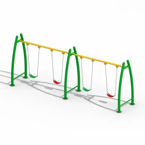 4 seat outdoor playground swing set with powder-coated steel frame and belt seats for parks and schools in Saudi Arabia