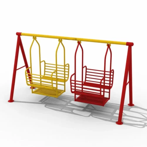 Family Bench Swing Set for Outdoor Playgrounds Family bench swing set with two steel bench seats and heavy-duty A-frame for outdoor playgrounds