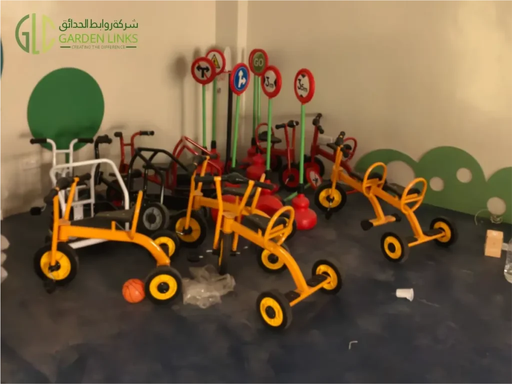 Kids tricycles and traffic road signs playground set by Garden Links