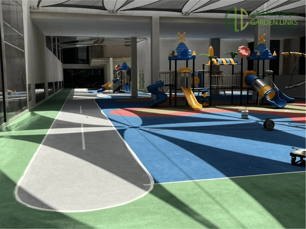 Playground Equipment Installation at Gheras School Riyadh Saudi Arabia complete playground view