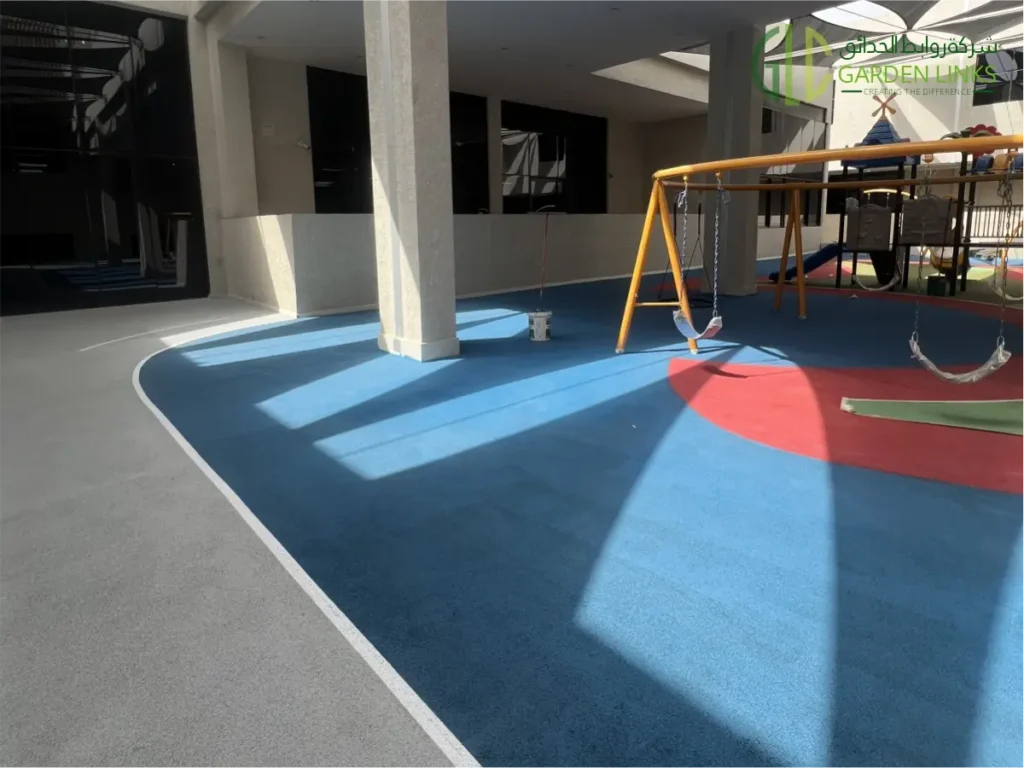 Playground Equipment Installation at Gheras School Riyadh Saudi Arabia with swing play area