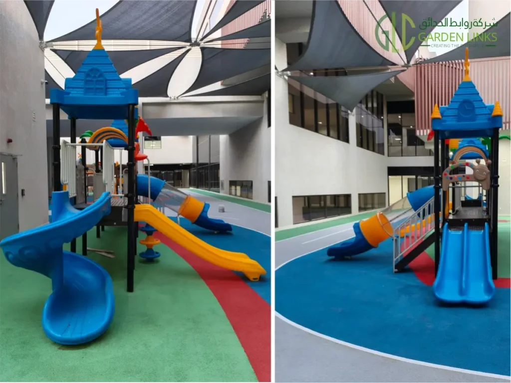 Playground Equipment Installation at Gheras School Riyadh Saudi Arabia multi-play equipment