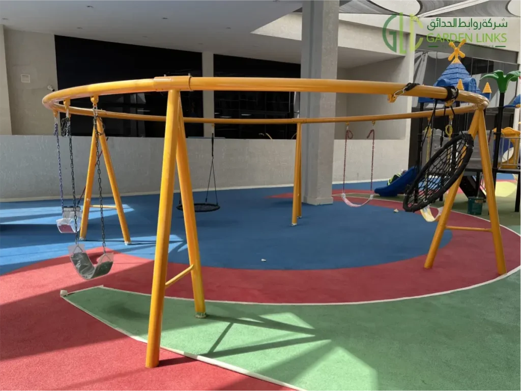 Playground Equipment Installation at Gheras School Riyadh Saudi Arabia with nest swing