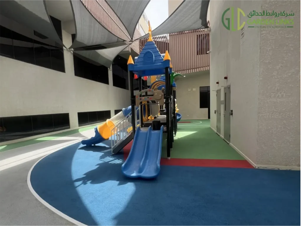Playground Equipment Installation at Gheras School Riyadh Saudi Arabia with children's play structure
