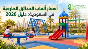 طفلتان تلعبان في حديقة ألعاب خارجية تضم زحاليق ومراجيح وألعاب تسلق في السعودية