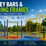 Modern monkey bars playground featuring climbing frames and outdoor play equipment for children's fitness and safe outdoor play