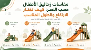 مقاسات زحاليق الأطفال حسب العمر مع مقارنة ارتفاع وطول الزحليقة المناسبة لكل فئة عمرية.