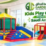 Kids play centre project in Saudi Arabia featuring indoor soft play equipment, a trampoline, slide, ball pool and padded flooring
