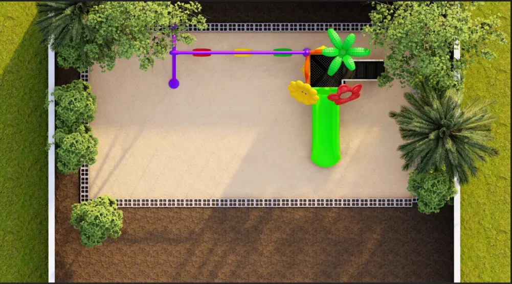 3D Flower Themed Slide and Swing Area 7.6 × 3.9 m