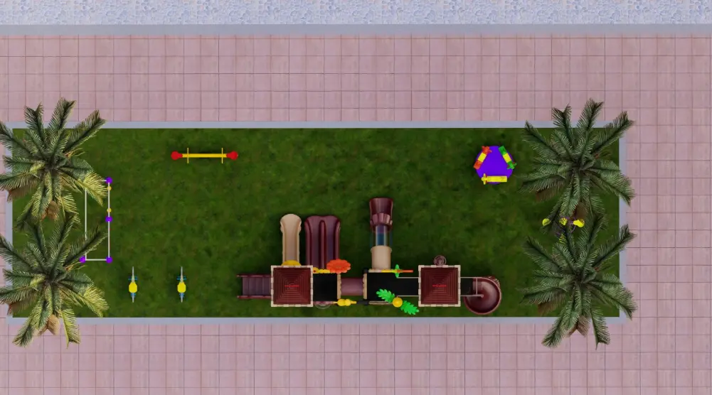 3D Linear Residential Playground Design 19 × 6 m