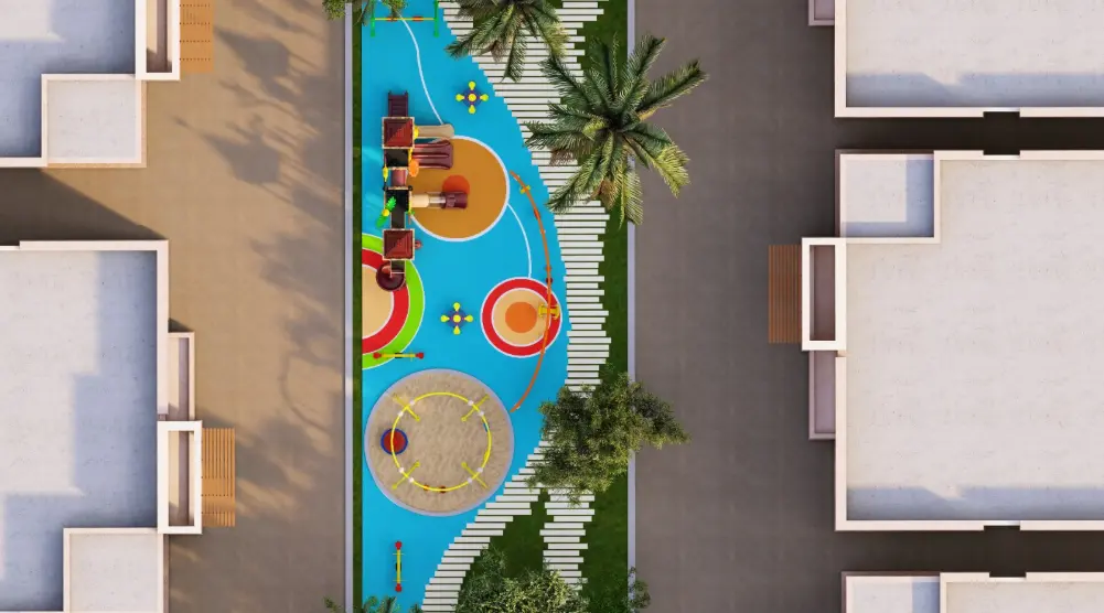 3D Curved Residential Play Area Design 25.9 × 8.3 m